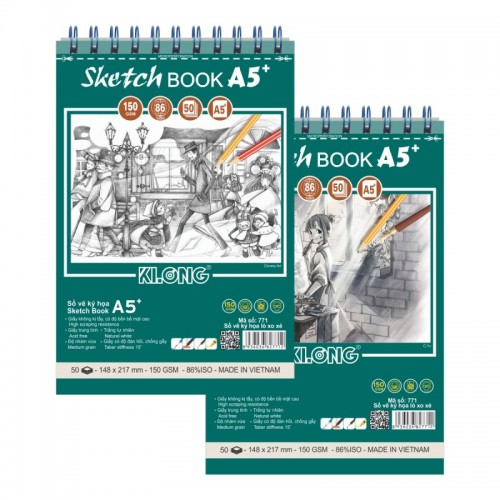 Sổ vẽ lò xo ký họa Sketch Book A5 - 150 GSM - 50 tờ; MS: 771