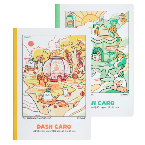 Vở Dash Caro (6 x 6) mm may dán gáy Tili Seasonal Playground B5 80 trang 100/76; MS 209