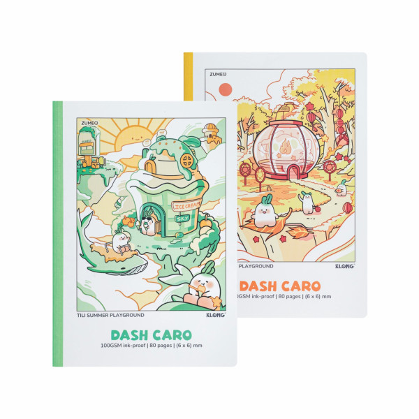Vở Dash Caro (6 x 6) mm may dán gáy Tili Seasonal Playground B5 80 trang 100/76; MS 209