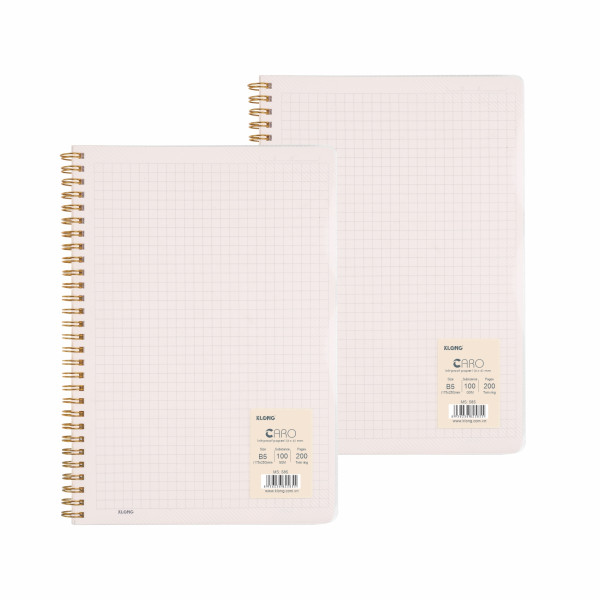 Sổ Caro (6 x 6) mm lò xo kép bìa nhựa 2 mặt B5 200 trang 100/76; MS: 585