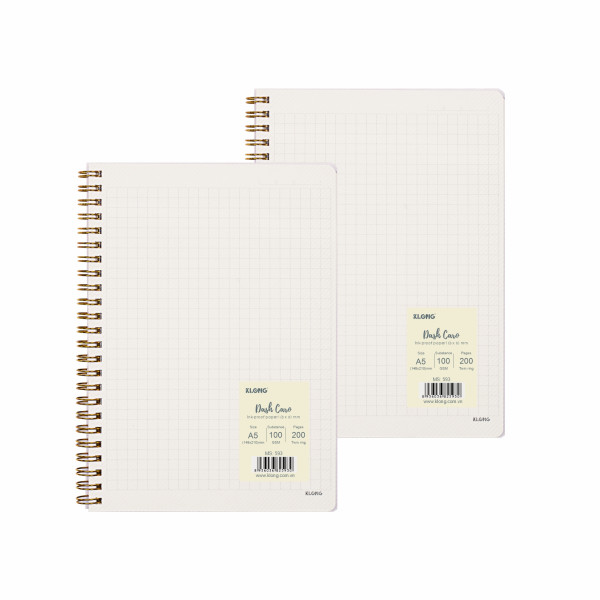 Sổ Dash Caro (6 x 6) mm lò xo kép bìa nhựa 2 mặt A5 200 trang 100/76; MS: 593