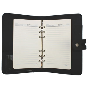 Sổ kẻ ngang bìa giả da kẹp còng, khuy bấm nhà báo 240 trang 70/84; MS: 356