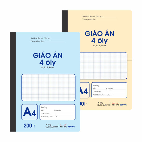 Sổ giáo án 4 ô ly  may dán gáy A4 200 trang 70/92; MS: 370