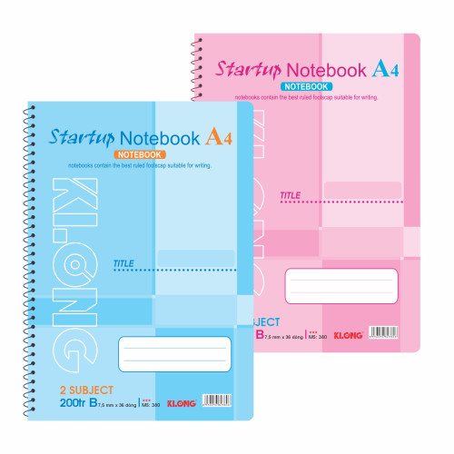 Sổ kẻ ngang lò xo đơn Startup A4 200 trang 58/92; MS: 380