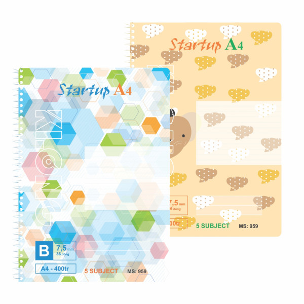 Sổ  kẻ ngang lò xo đơn A4 400 trang 70/76; MS: 959