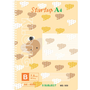 Sổ  kẻ ngang lò xo đơn A4 400 trang 70/76; MS: 959