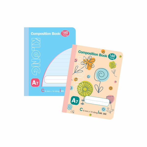 Sổ kẻ ngang may dán gáy Composition Book A7 160 trang 58/92; MS 302