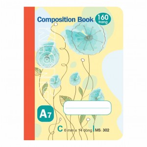 Sổ kẻ ngang may dán gáy Composition Book A7 160 trang 58/92; MS 302