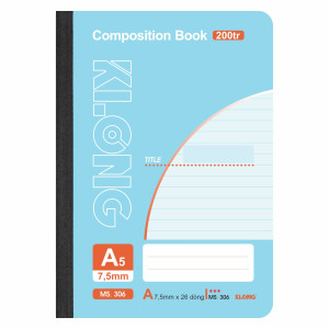 Sổ kẻ ngang may dán gáy Composition Book A5 200 trang 58/92; MS: 306