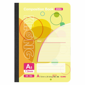 Sổ kẻ ngang may dán gáy Composition Book A5 200 trang 58/92; MS: 306