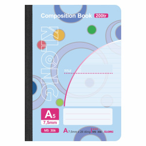 Sổ kẻ ngang may dán gáy Composition Book A5 200 trang 58/92; MS: 306