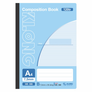 Sổ kẻ ngang may dán gáy Composition Book A4 120 trang 58/92; MS: 308