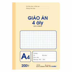 Sổ giáo án 4 ô ly  may dán gáy A4 200 trang 70/92; MS: 370
