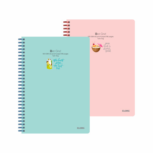 Sổ Dot Grid lò xo kép  bìa nhựa 2 mặt B5 80 trang 100/76; MS: 577