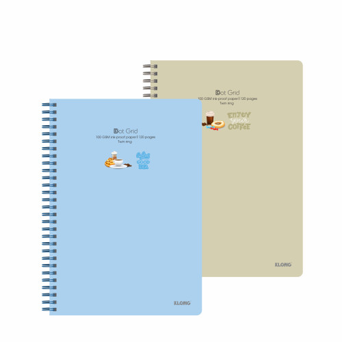 Sổ Dot Grid lò xo kép  bìa nhựa 2 mặt B5 120 trang 100/76; MS: 578