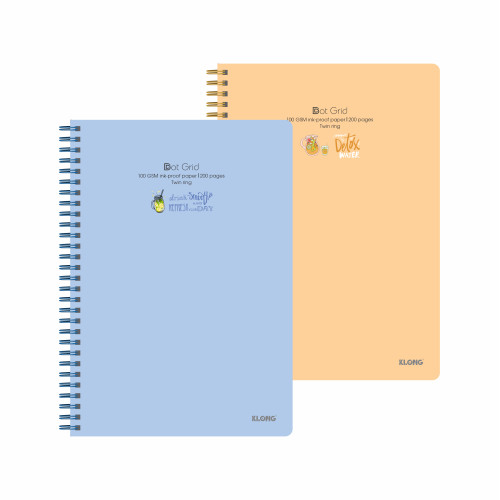 Sổ Dot Grid lò xo kép  bìa nhựa 2 mặt B5 200 trang 100/76; MS: 579
