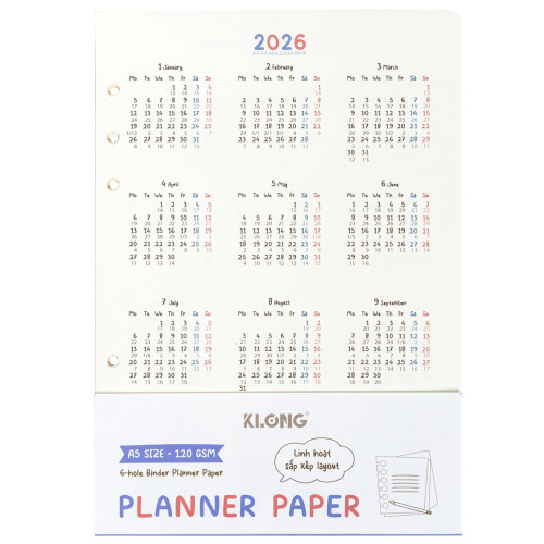 Ruột sổ còng kế hoạch Planner Paper A5 96 trang 120/76; MS: 963