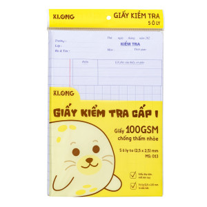 Giấy kiểm tra cấp I 5 ô ly 15 tờ kép/tập 100/92; MS: 013