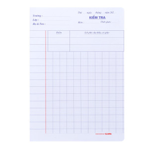 Giấy kiểm tra cấp I 5 ô ly 15 tờ kép/tập 100/92; MS: 013