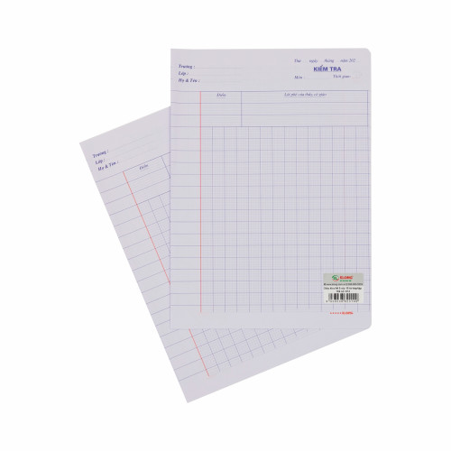 Giấy kiểm tra cấp I 5 ô ly 15 tờ kép/tập A4 70/92; MS: 014