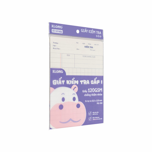 Giấy kiểm tra cấp I 5 ô ly 15 tờ kép/tập 120/76; MS: 018