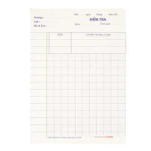 Giấy kiểm tra cấp I 5 ô ly 15 tờ kép/tập 120/76; MS: 018