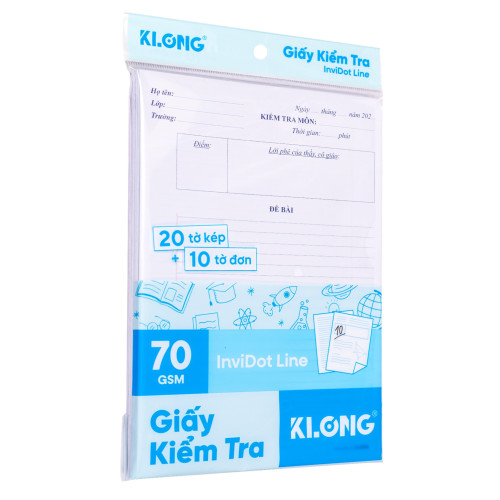 Giấy kiểm  tra cấp II, III B5 20 tờ kép 10 tờ đơn/tập 70/92; MS: 277