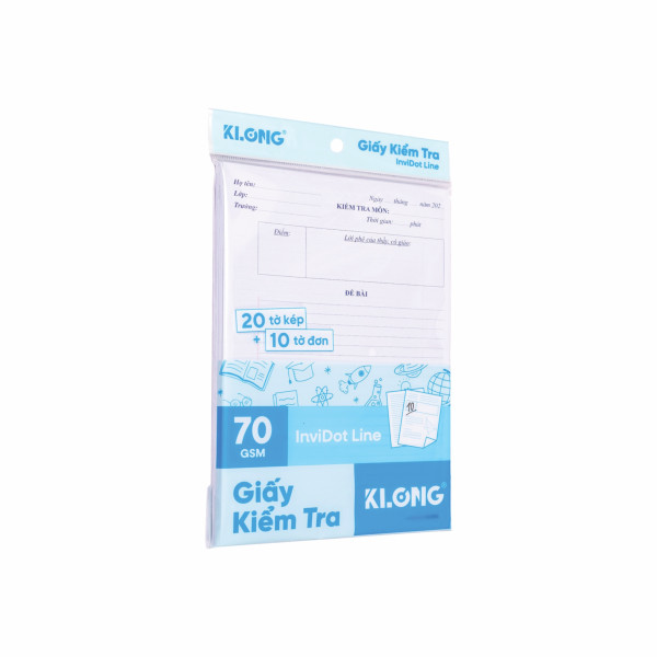 Giấy kiểm  tra cấp II, III B5 20 tờ kép 10 tờ đơn/tập 70/92; MS: 277