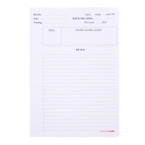 Giấy kiểm  tra cấp II, III B5 20 tờ kép 10 tờ đơn/tập 70/92; MS: 277