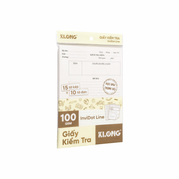 Giấy kiểm tra cấp II, III InviDot Line B5 15 tờ kép 10 tờ đơn 100/76; MS: 279