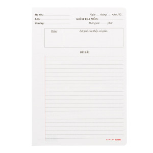 Giấy kiểm tra cấp II, III InviDot Line B5 15 tờ kép 10 tờ đơn 100/76; MS: 279