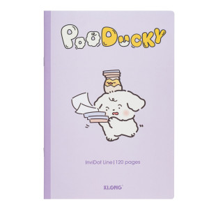 Vở kẻ ngang ghim InviDot Line Poo Ducky B5 120 trang 70/76; MS: 866