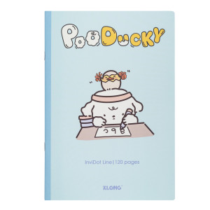 Vở kẻ ngang ghim InviDot Line Poo Ducky B5 120 trang 70/76; MS: 866