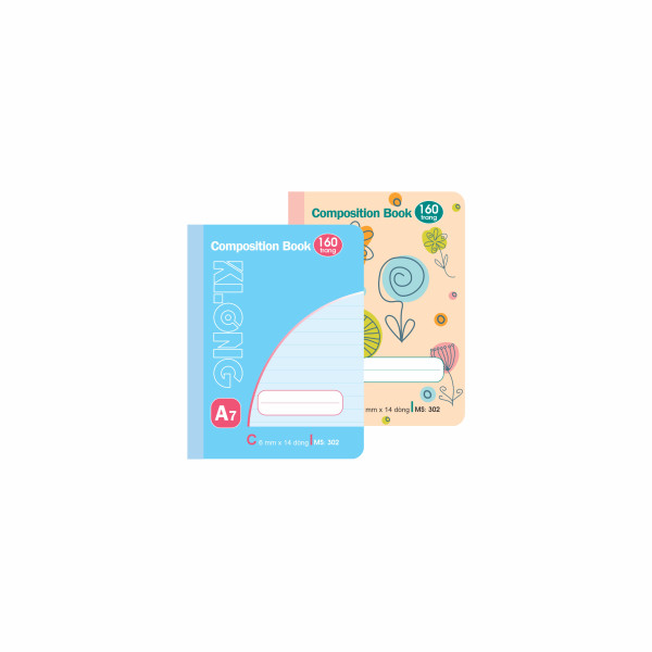 Sổ kẻ ngang may dán gáy Composition Book A7 160 trang 58/92; MS 302