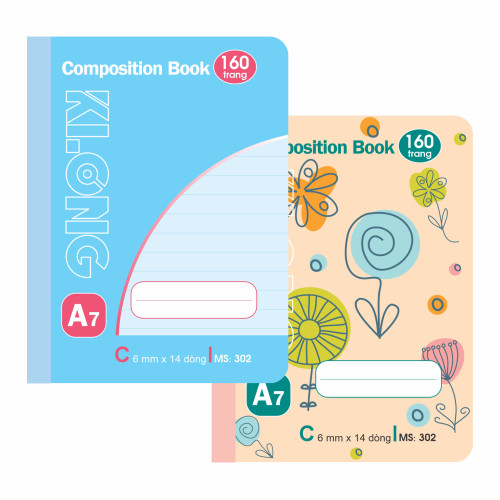 Sổ kẻ ngang may dán gáy Composition Book A7 160 trang 58/92; MS 302