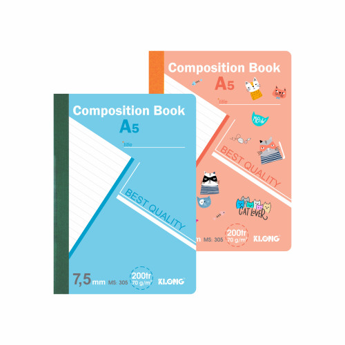 Sổ kẻ ngang may dán gáy Composition Book A5 200 trang 70/76; MS: 305