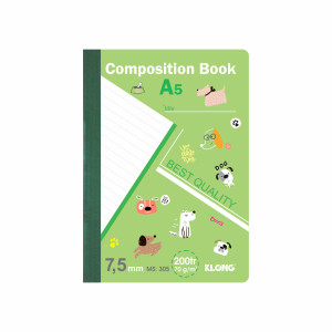 Sổ kẻ ngang may dán gáy Composition Book A5 200 trang 70/76; MS: 305