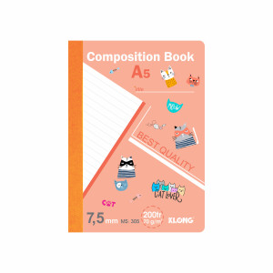 Sổ kẻ ngang may dán gáy Composition Book A5 200 trang 70/76; MS: 305
