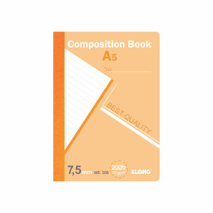 Sổ kẻ ngang may dán gáy Composition Book A5 200 trang 70/76; MS: 305