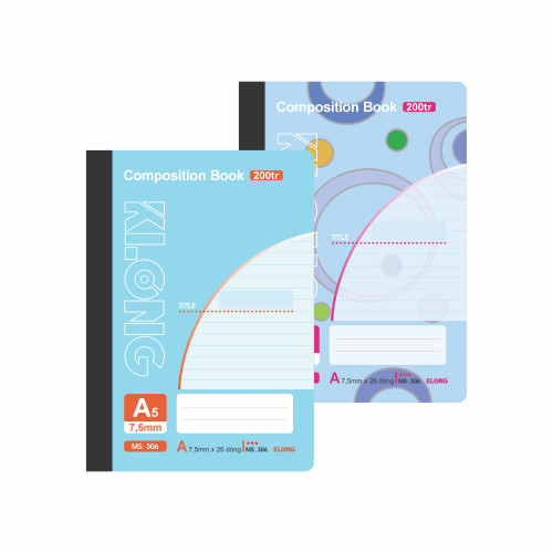 Sổ kẻ ngang may dán gáy Composition Book A5 200 trang 58/92; MS: 306