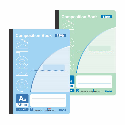 Sổ kẻ ngang may dán gáy Composition Book A4 120 trang 58/92; MS: 308