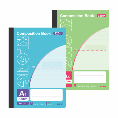 Sổ kẻ ngang may dán gáy Composition Book A4 320 trang 58/92; MS: 311