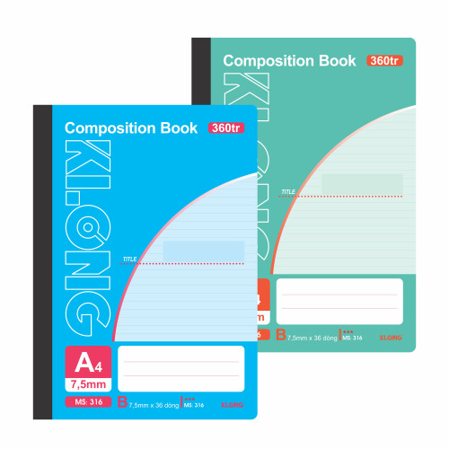 Sổ kẻ ngang may dán gáy Composition Book A4 360 trang 58/92; MS: 316