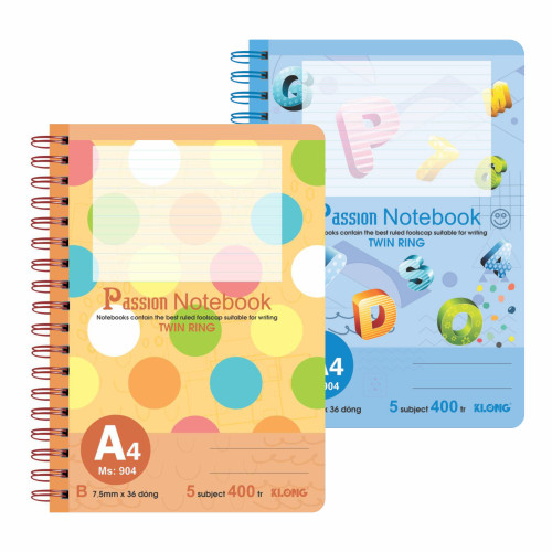 Sổ kẻ ngang lò xo kép A4 400 trang 70/76; MS: 904
