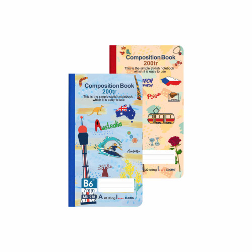 Sổ kẻ ngang may dán gáy Composition Book B6¯ 200 trang 70/76; MS: 918