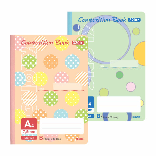 Sổ kẻ ngang may dán gáy Composition Book A4 320 trang 58/92; MS: 931