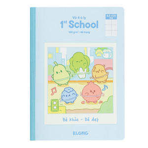Vở 4 ô ly may dán gáy 1st School Fruity B5¯  48 trang 100/92; MS: 026