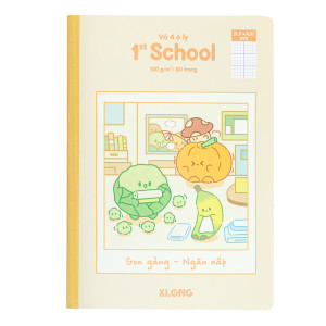 Vở 4 ô ly may dán gáy 1st School Fruity B5¯  80 trang 100/92; MS: 027