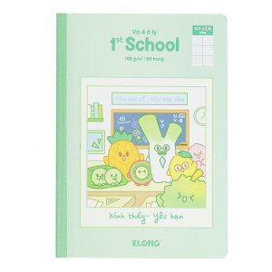 Vở 4 ô ly may dán gáy 1st School Fruity B5¯  80 trang 100/92; MS: 027