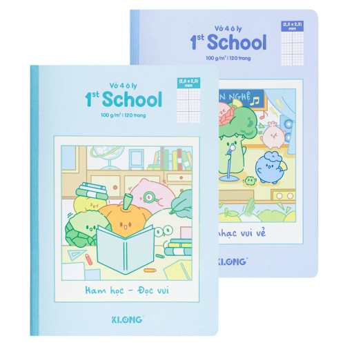 Vở 4 ô ly may dán gáy 1st School Fruity B5¯  120 trang 100/92; MS: 028